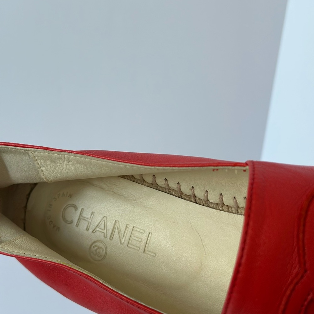 CHANEL Red Leather Espadrilles - Picture 14 of 14